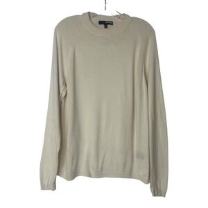 Murano 100% Silk Cream Mock Neck Long Sleeve Lightweight Sweater Mens L